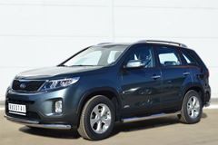 Пороги труба D76 с накладкой (вариант 2) для Kia Sorento 2012-