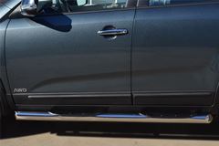 Пороги труба D76 с накладкой (вариант 1) для Kia Sorento 2012-