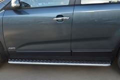 Пороги труба D42 с листом (Лист алюм, проф. нерж) (Вариант1) для Kia Sorento 2012-