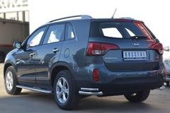 Пороги труба D42 с листом (Лист алюм, проф. нерж) (Вариант1) для Kia Sorento 2012-