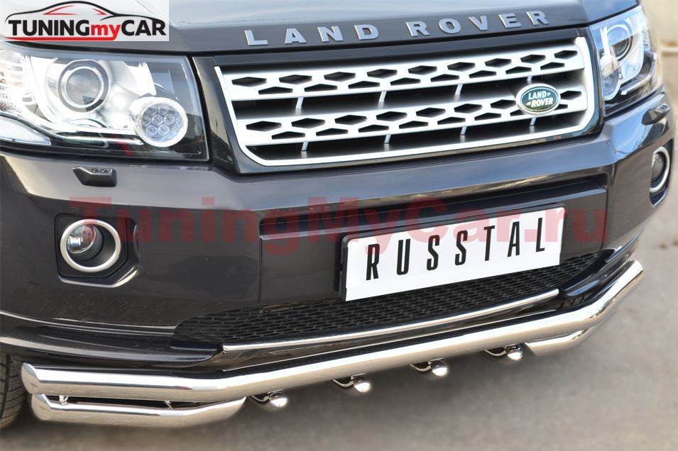 Защита переднего бампера D63 (секции) D63 (уголки)+ зубья для Land Rover Freelander 2 2012-