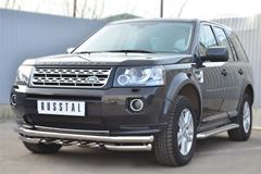 Пороги труба D42 с листом (Лист алюм,проф.нерж)(Вар.1) для Land Rover Freelander 2 2012-