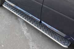 Пороги труба D42 с листом (Лист алюм,проф.нерж)(Вар.1) для Land Rover Freelander 2 2012-