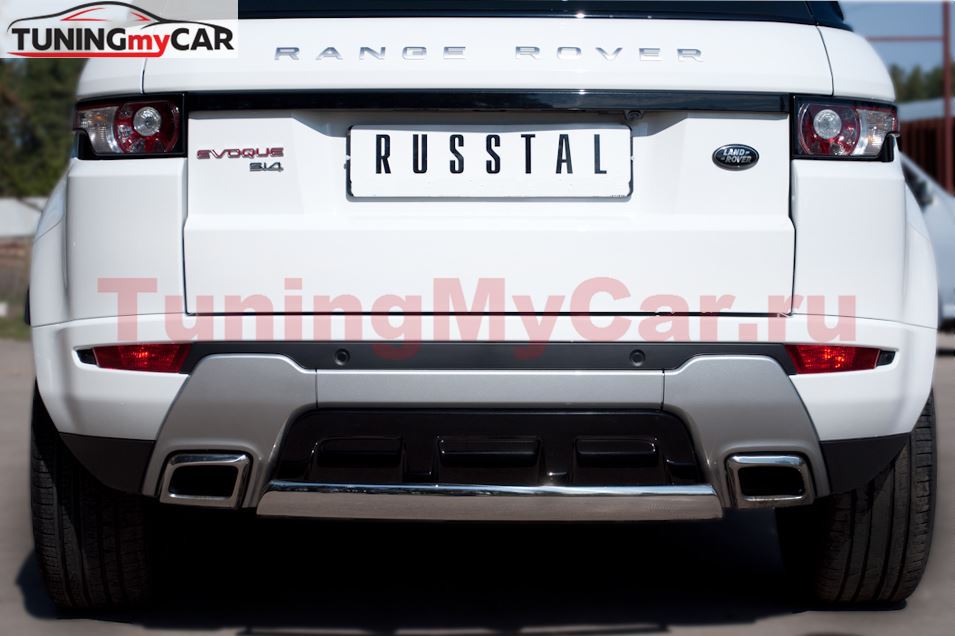 Защита заднего бампера D75X42 овал для Land Rover Range Rover Evoque Dynamic 2011-