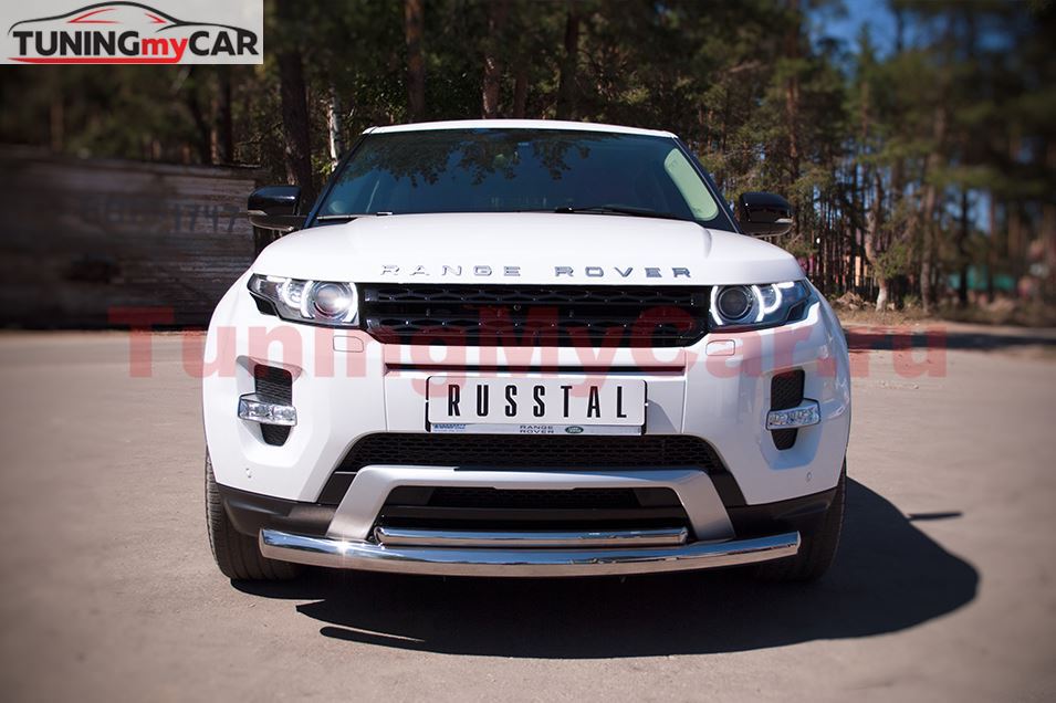 Защита переднего бампера D75х42 овал для Land Rover Range Rover Evoque Dynamic 2011-