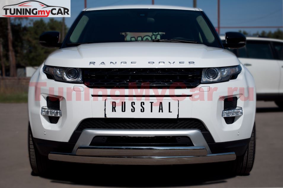 Защита переднего бампера D75х42/75х42 овалы для Land Rover Range Rover Evoque Dynamic 2011-