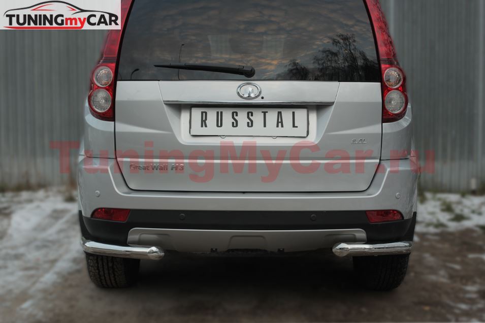 Защита заднего бампера уголки D63(секции) для Great Wall Hover H3 2014-