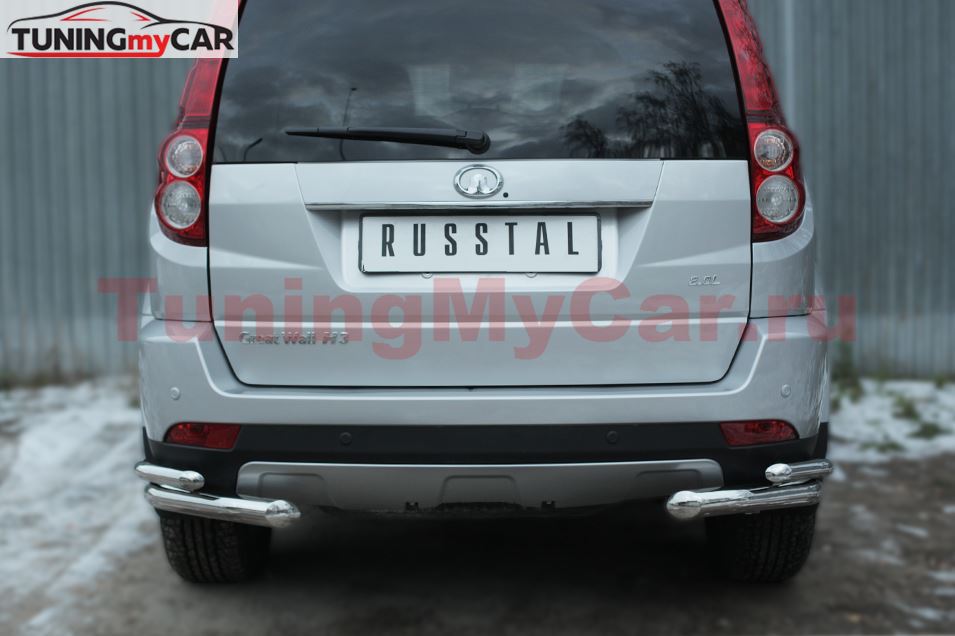 Защита заднего бампера уголки D63(секции) D42 (секции) для Great Wall Hover H3 2014-