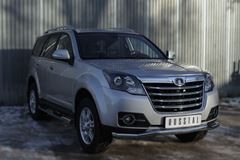 Пороги труба D76 с накладкой (вариант 2) для Great Wall Hover H3 2014-