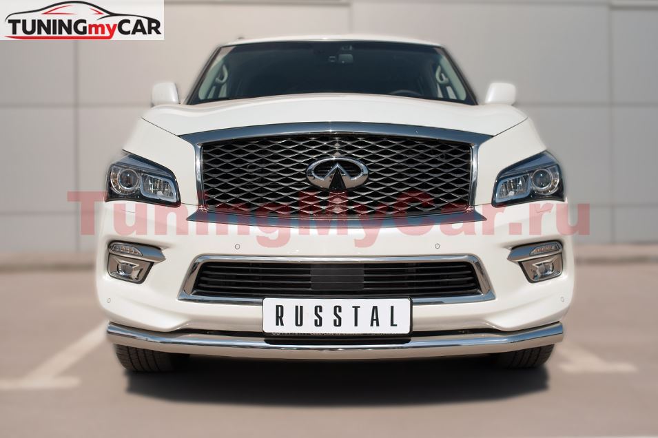 Защита переднего бампера D76 (секции) для Infiniti QX80 2014-