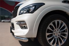 Защита переднего бампера D76 (секции) для Infiniti QX80 2014-