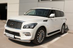 Защита переднего бампера D76 (секции) для Infiniti QX80 2014-