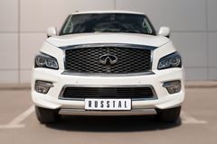 Защита переднего бампера D75х42 (дуга) для Infiniti QX80 2014-
