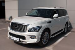 Защита переднего бампера D76 (дуга) для Infiniti QX80 2014-