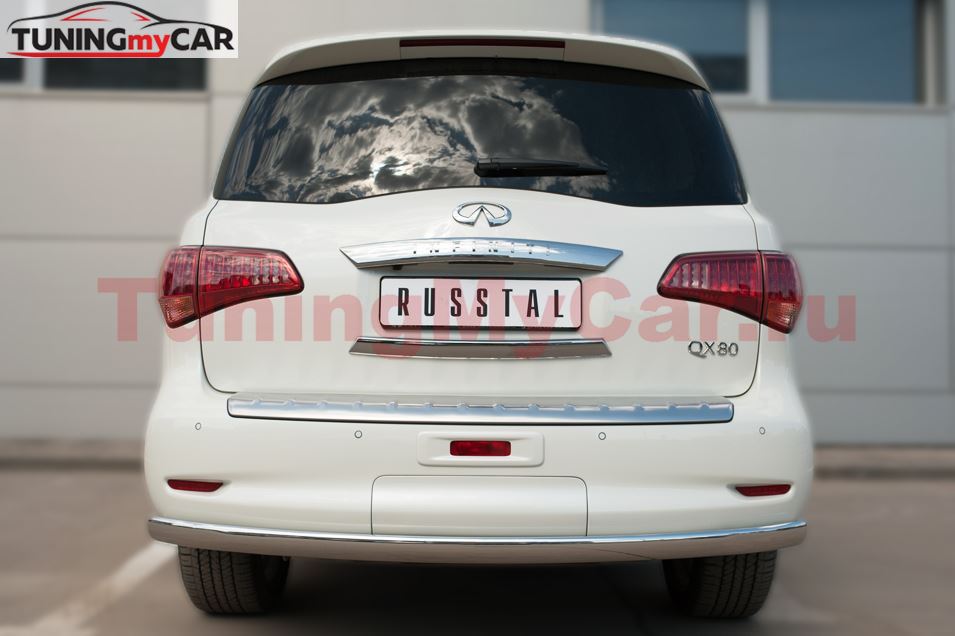 Защита заднего бампера D75х42 (дуга) для Infiniti QX80 2014-