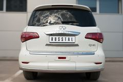 Защита заднего бампера D75х42 (дуга) для Infiniti QX80 2014-