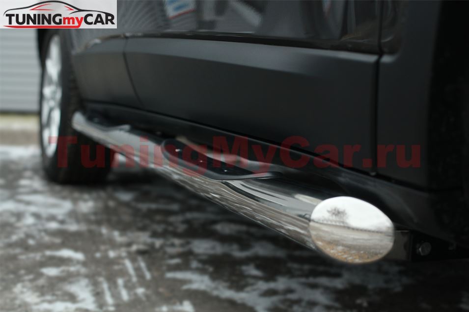 Пороги труба D76 с накладкой (вариант 1) для Jeep Cherokee 2014-