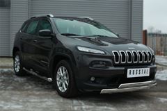Пороги труба D76 с накладкой (вариант 1) для Jeep Cherokee 2014-