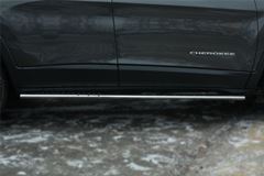 Пороги труба 75х42 овал с проступью для Jeep Cherokee 2014-