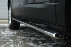 Пороги труба 75х42 овал с проступью для Jeep Cherokee 2014-