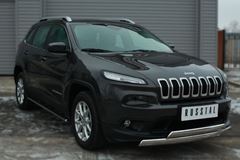 Пороги труба 75х42 овал с проступью для Jeep Cherokee 2014-