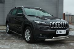 Пороги труба D76 с накладкой (вариант 2) для Jeep Cherokee 2014-