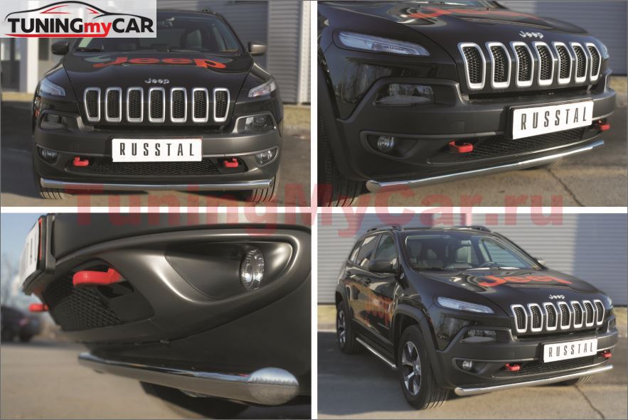 Защита переднего бампера D63 (секции) для Jeep Cherokee Trailhawk 2014-