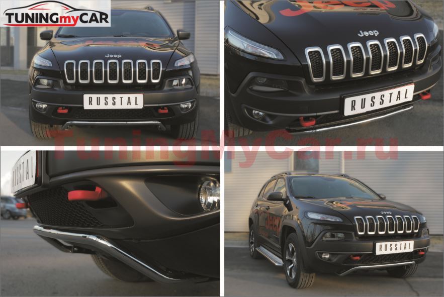Защита переднего бампера D42 (волна) для Jeep Cherokee Trailhawk 2014-