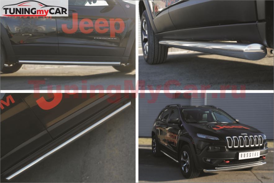 Пороги труба D63 (секции) для Jeep Cherokee Trailhawk 2014-