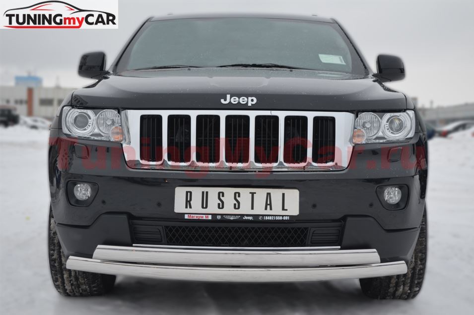 Защита переднего бампера 75х42/75х42 овалы для Jeep Grand Cherokee 2012