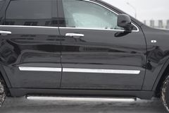 Пороги труба D42 с листом(Лист алюм.,проф.нерж)(Вариант 1)  для Jeep Grand Cherokee 2012