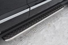 Пороги труба D42 с листом(Лист алюм.,проф.нерж)(Вариант 1)  для Jeep Grand Cherokee 2012