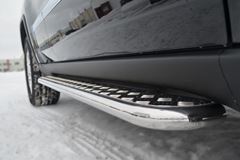 Пороги труба D42 с листом(Лист алюм.,проф.нерж)(Вариант 1)  для Jeep Grand Cherokee 2012