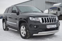 Пороги труба D42 с листом(Лист алюм.,проф.нерж)(Вариант 1)  для Jeep Grand Cherokee 2012
