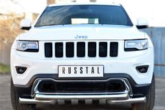 Защита переднего бампера D76 (дуга) D76х2 (дуга)+клыки для Jeep Grand Cherokee 2013-