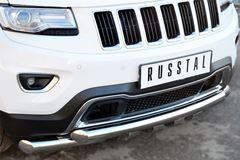 Защита переднего бампера D76 (дуга) D76х2 (дуга)+клыки для Jeep Grand Cherokee 2013-