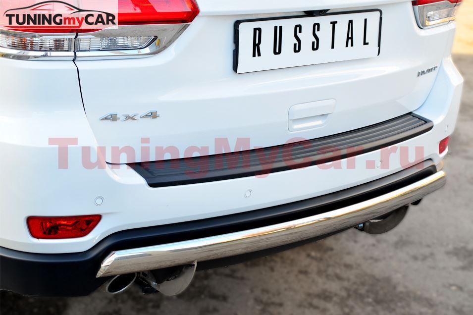 Защита заднего бампера 75х42 (дуга) (комплектация OVERLAND) для Jeep Grand Cherokee 2013-