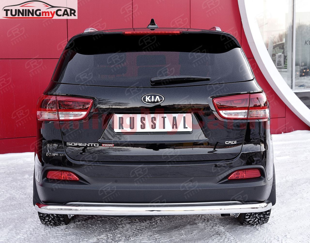 Защита заднего бампера D63 секция для Kia Sorento Prime CRDI 2015