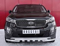 Защита переднего бампера D63дуга-D63 уголки+клыки для Kia Sorento Prime CRDI 2015
