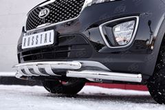 Защита переднего бампера D63дуга-D63 уголки+клыки для Kia Sorento Prime CRDI 2015