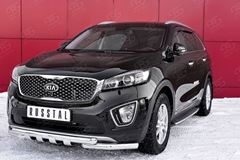 Защита переднего бампера D63дуга-D63 уголки+клыки для Kia Sorento Prime CRDI 2015