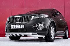 Защита переднего бампера D63дуга-D63 уголки+клыки для Kia Sorento Prime CRDI 2015