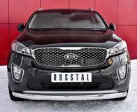 Защита переднего бампера 75х42 дуга для Kia Sorento Prime CRDI 2015