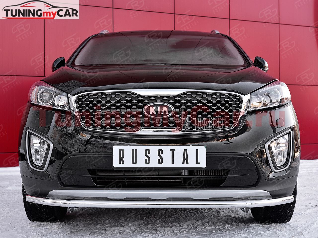 Защита переднего бампера D42 секции для Kia Sorento Prime CRDI 2015