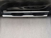 Пороги труба D76 с накладкой (вариант 3) для Kia Sorento Prime CRDI 2015