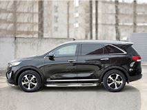 Пороги труба D76 с накладкой (вариант 2) для Kia Sorento Prime CRDI 2015