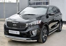 Пороги труба D63 (вариант 3) для Kia Sorento Prime CRDI 2015