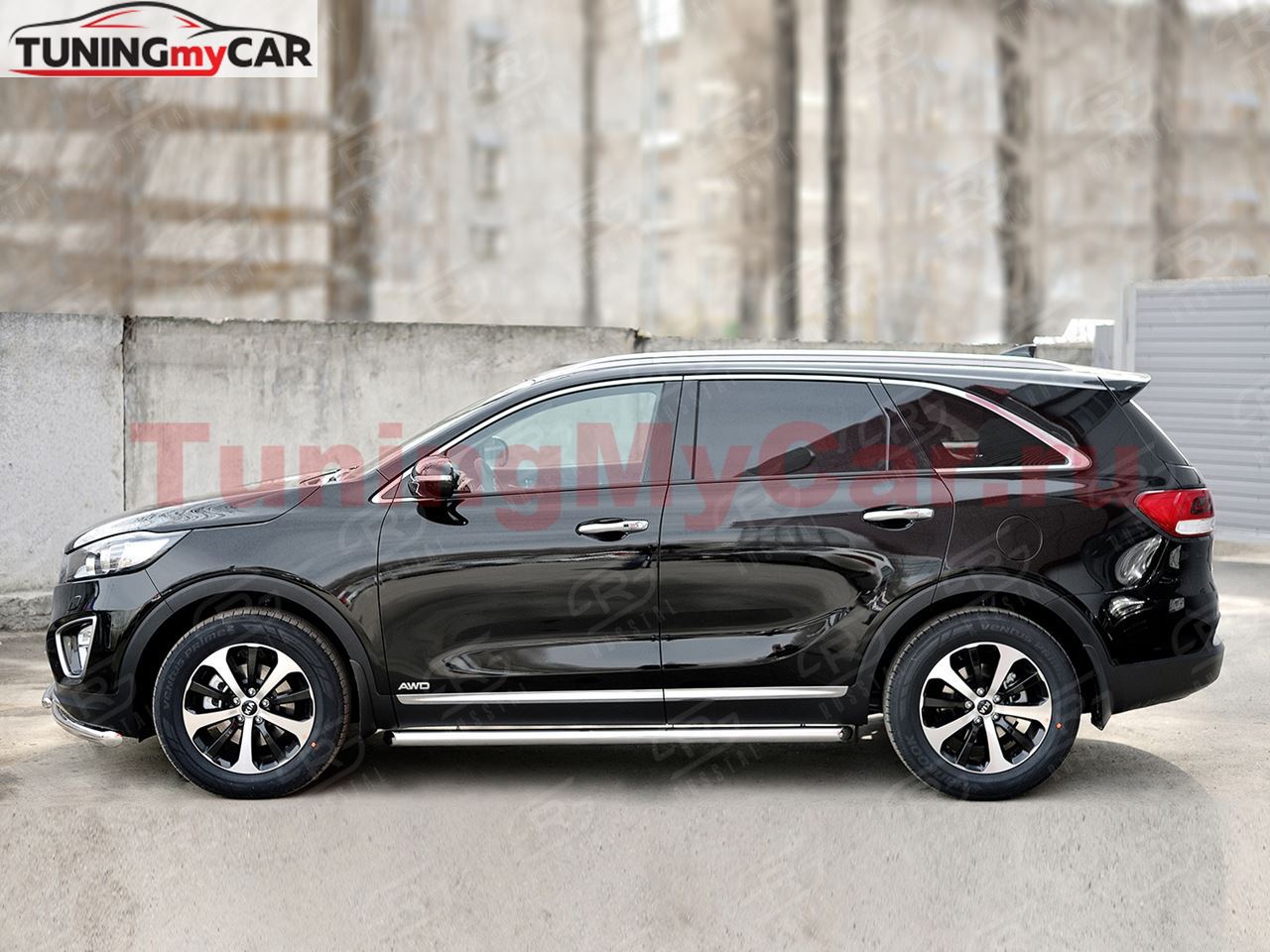 Пороги труба D63 (вариант 1) для Kia Sorento Prime CRDI 2015