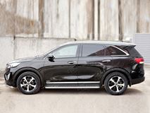 Пороги труба D42 С листом (Лист алюм, проф. нерж)(Вариант1) для Kia Sorento Prime CRDI 2015