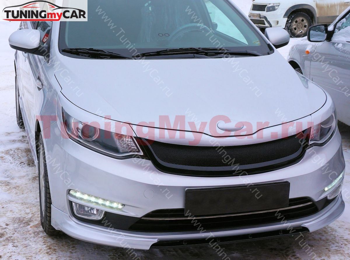 Накладки на передние фары (реснички) широкие для KIA RIO III 2015+